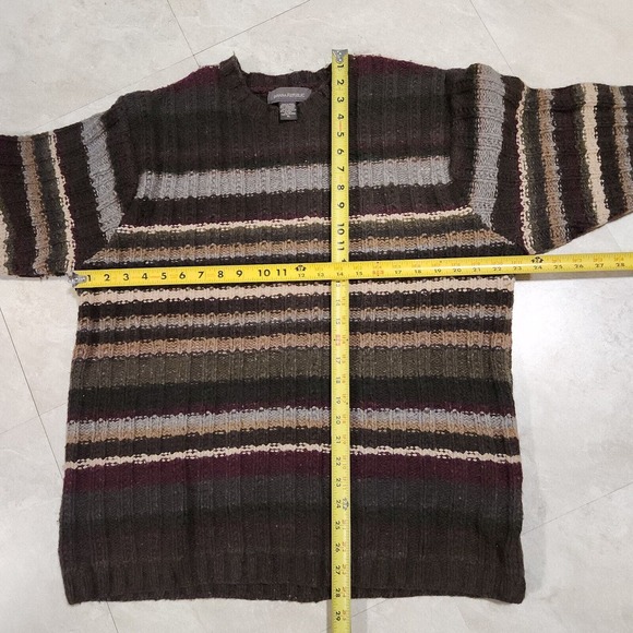 VTG Banana Republic Mens XL Ribbed Striped Lambs Wool Blend Crewneck Sweater - Picture 6 of 8